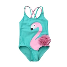 Купальники для девочек милые младенцы Фламинго купальники Цельный купальник пляжная одежда цветочный купальный костюм Купальник для девочек