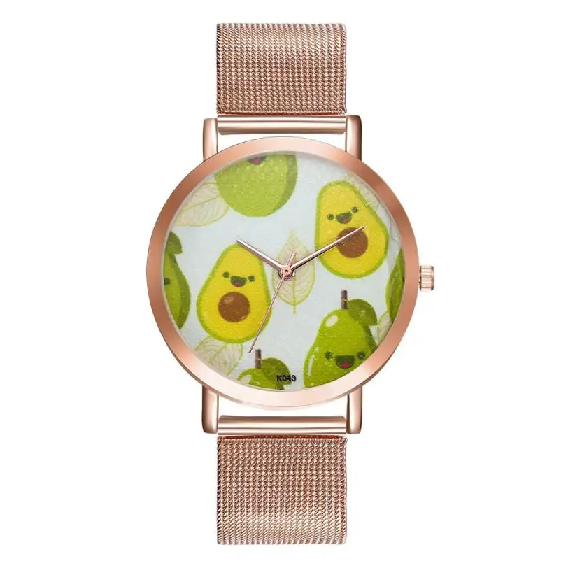 

2019 Luxury Rose Gold Watch Women Avocado Pattern Watch Ladies Fashion Dress Quartz Watch Reloj Mujer Relogio Feminino Gift A2
