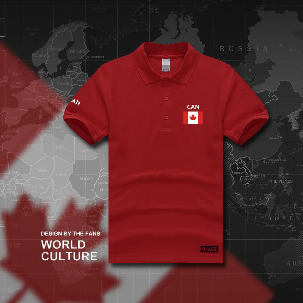 Канадские канадские мужские рубашки поло с коротким рукавом, белые бренды с принтом для страны, хлопок, новая мода, CA CAN