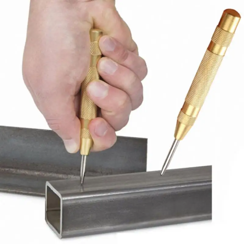 

5'' Automatic Center Pin Punch Spring Loaded Marking Starting Holes Tool Gold