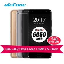 Ulefone Power 2 Smartphone MT6750T Octa-Core 1.5GHz 64G ROM 4G RAM Andriod 7.0 4G LTE Mobile Phones 6050mAh 13MP Gorilla Glass