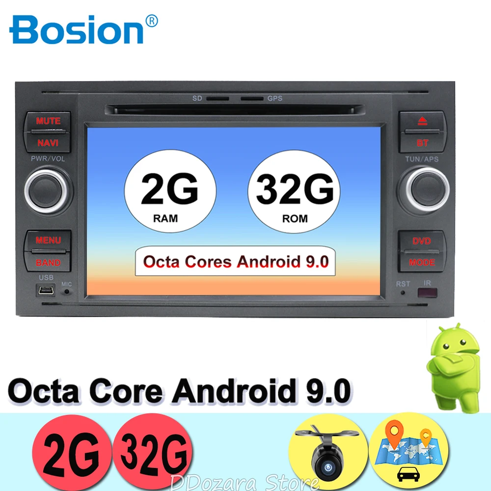 32G 2din Android 9,0 DAB автомобильный dvd-плеер в тире для Ford Transit Focus подключение S-MAX Kuga Mondeo Восьмиядерный Wifi 4G gps Bluetooth