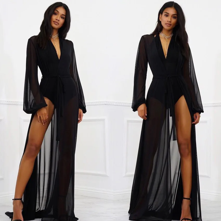 sexy bathing suit cover ups Fashion Summer Women Chiffon Bikini Sun Protection Cover Up Swimsuit Swimwear Beach Shirt Open Stitch Bathing Long Shirt swim suit coverups