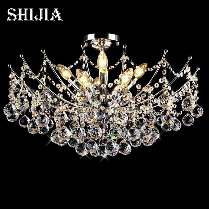 

Modern Lustre Vanity Crystal Chandelier Light Fixture Chrome Finish LED Ceiling Lamp for Dining Room Restaurant