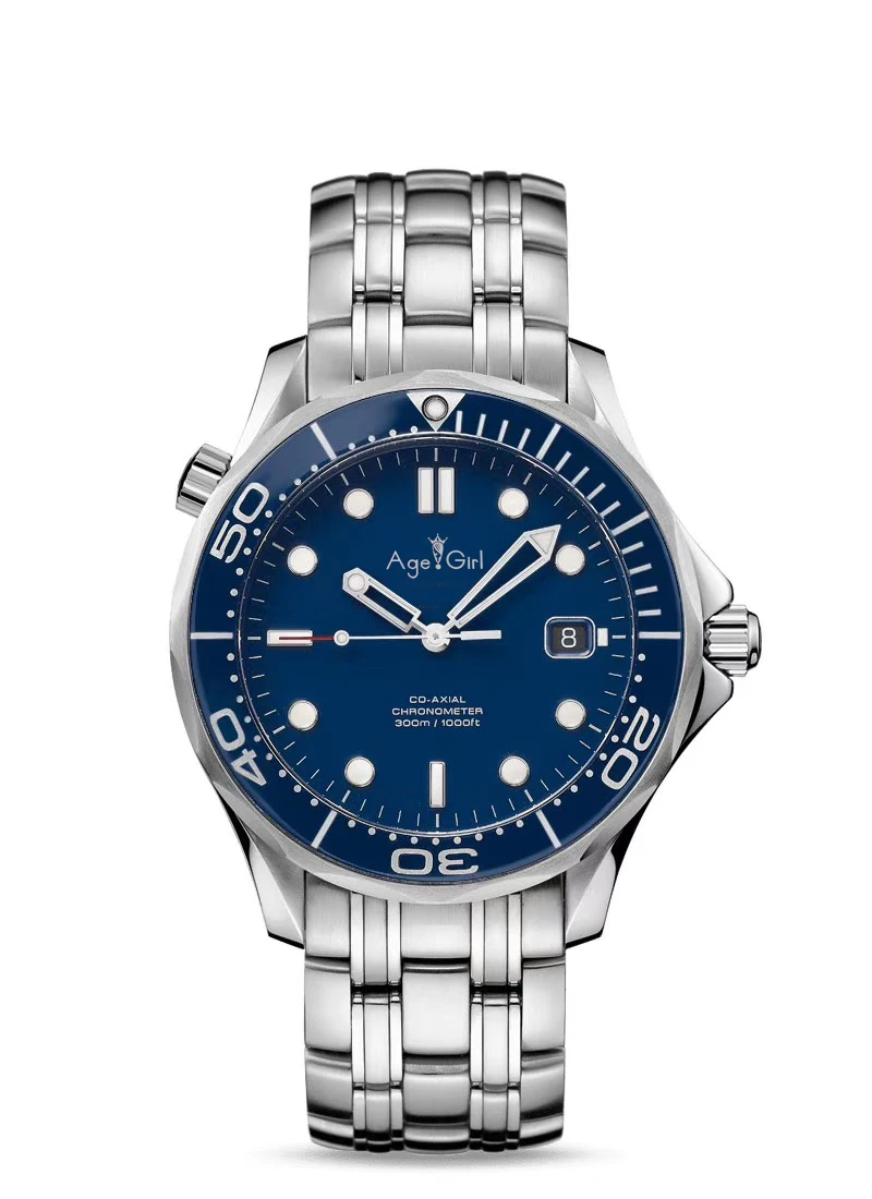 

Luxury Brand New Men Automatic Mechanical Watch Silver Black Blue James Bond 007 Ceramic Bezel Crystal Sapphire Sport Watches