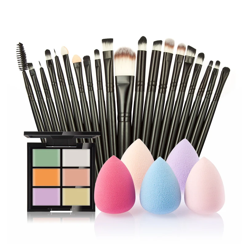 

3sets/lot 20pcs Makeup brushes and puff Smooth Concealer makeup concealer cream Moisturizing Concealer primer