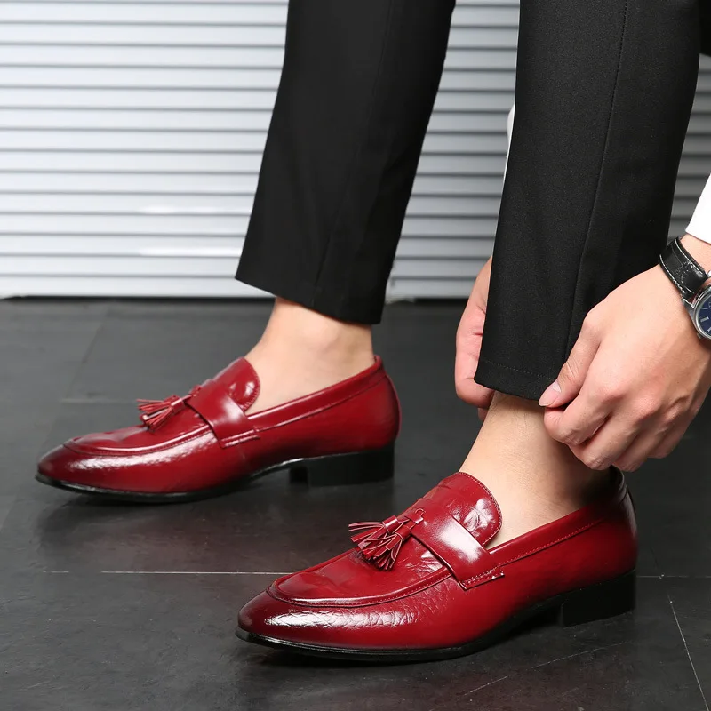 48 Mocassins Zapatos Sur 2a Chaussures jaune Taille Pour Oxford Les Noir Gland Mode En De Plat Hommes Casual Hombre Cuir Glissement Grande Noir 38 rouge Rouge FpIBwqqE