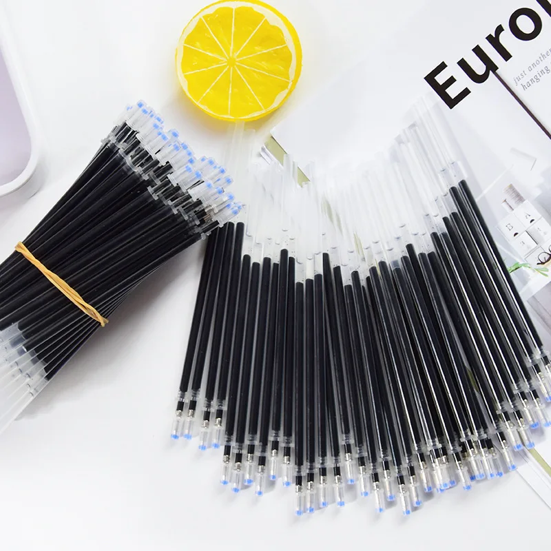 

100pcs/set Black Blue Red Gel Pen Refill 0.5mm Bullet Head Needle Tip Signature Rods for Office School Supplies Writing Tool