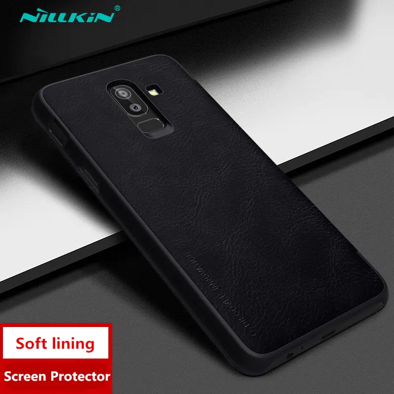 Soft case for Samsung Galaxy J8 Cover Nillkin Qin Series PU Leather Flip Case for for Samsung