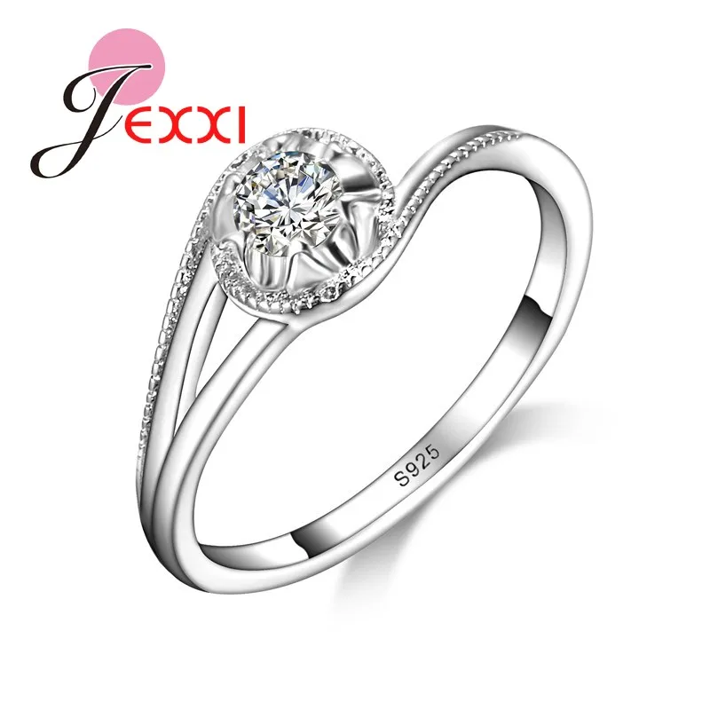 

GIEMI 925 Silver Wedding Rings For Women Charms Twist Ring Round White Stone Bridal Engagement Jewelry Drop Shipping