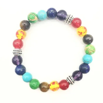 

7 colour chakra yoga bracelet Chalcedony bracelet 100pcs/lot free shipping