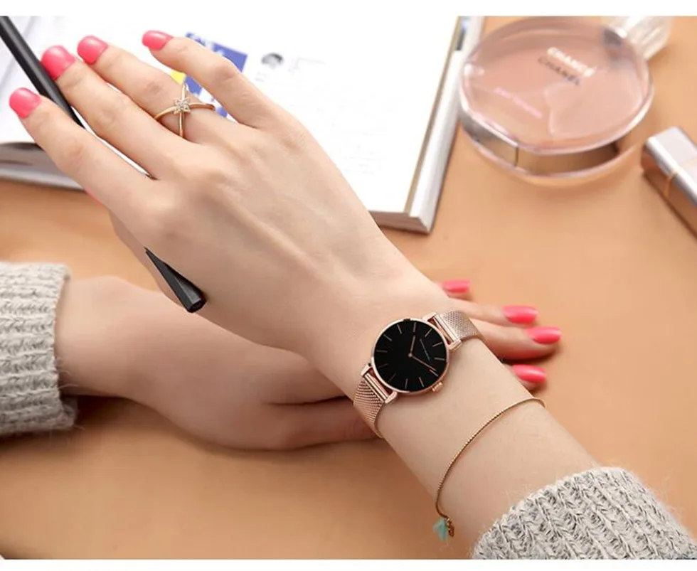 Высокое качество Япония кварцевый механизм часы DW стиль Женские часы из нержавеющей стали розовое золото водостойкие Женские часы дропшиппинг