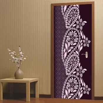 

New 2pcs/set 3D DIY Door Art Mural Sticker Self-adhesive PVC Flower Vine Wall Decals Home Design Eid Decoration Wallpaper Poster