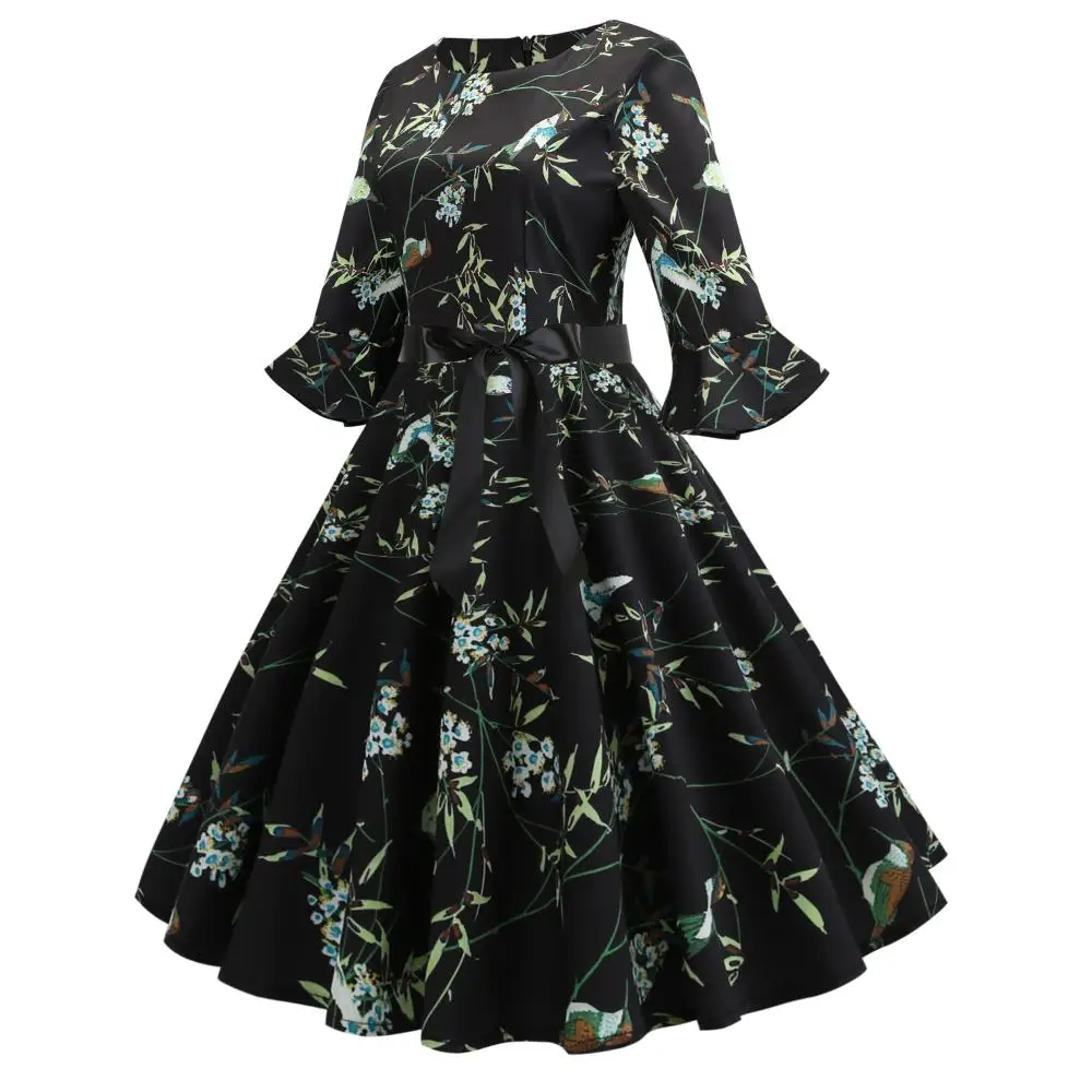 new 2019 style Hepburn wind restoring ancient ways is printed in the sleeve splicing dress sends ribbons floral china fashion new 2019 style Hepburn wind restoring ancient ways is printed in the sleeve splicing dress sends ribbons floral china fashion