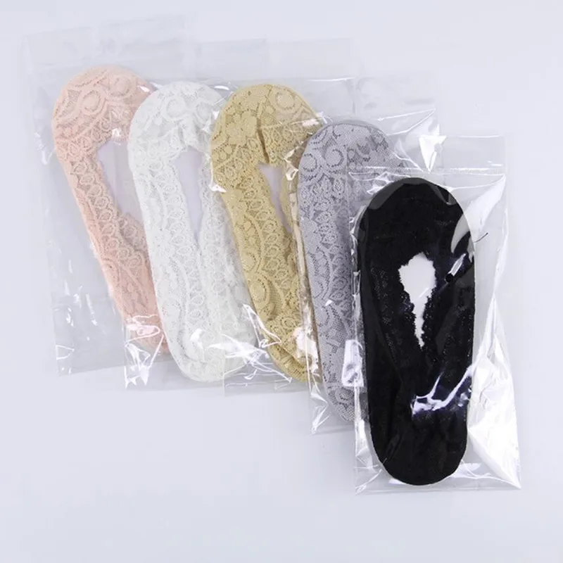 

2019 new shallow mouth invisible lace boat socks lace silicone sole slip boat socks female socks 10pairs