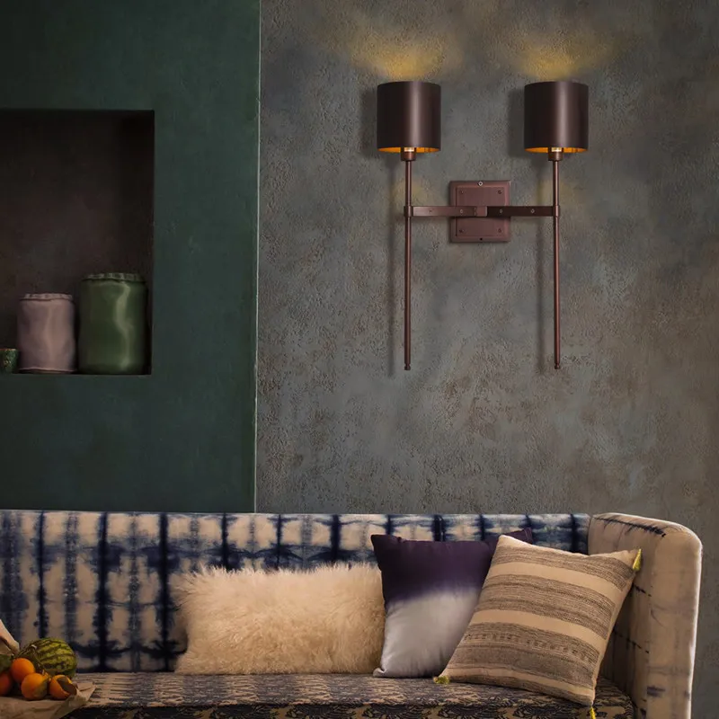 

Loft Retro Industrial Wind Living Room Bedroom Bedside Wall Lamp Modern simple Corridor Aisle Double Wall Light Fixtures