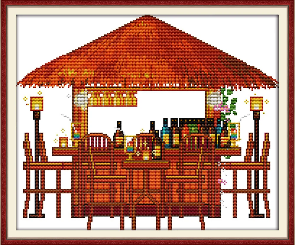 Happy Times cross stitch kit cartoon wine drinks bar aida 14st 11ct count canvas stitches embroidery DIY handmade needlework | Дом и сад