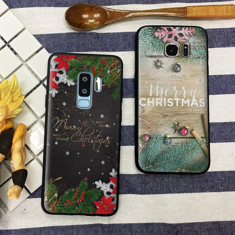 

Christmas Ornament Xmas Soft Silicone Phone Case Cover Shell For Samsung S7 Edge S8 S9 Plus Note 8 9