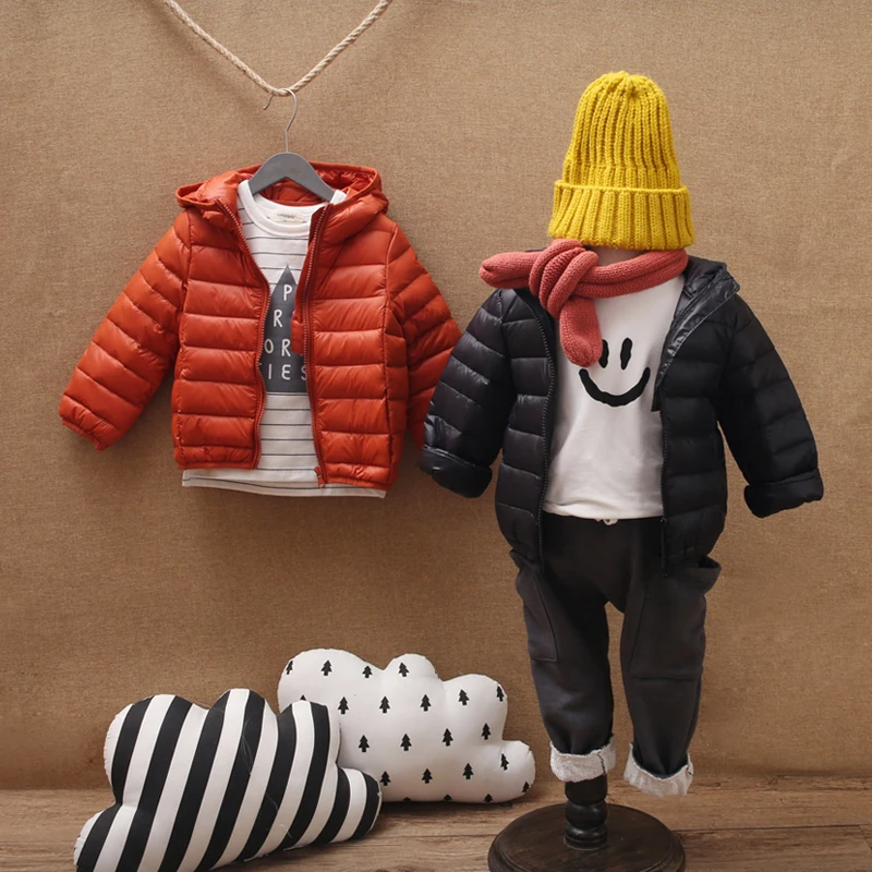 

2018 Autumn Winter Children Down Jacket Girls Boys Ultra Light Warm Down Coat Kids Hooded Outerwear Girls Winter Parka Clothing