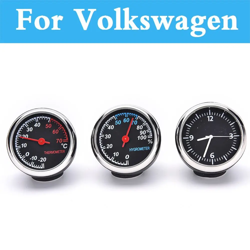 Car Digital Thermometer Hygrometer Mechanical Round Quartz Clock For
