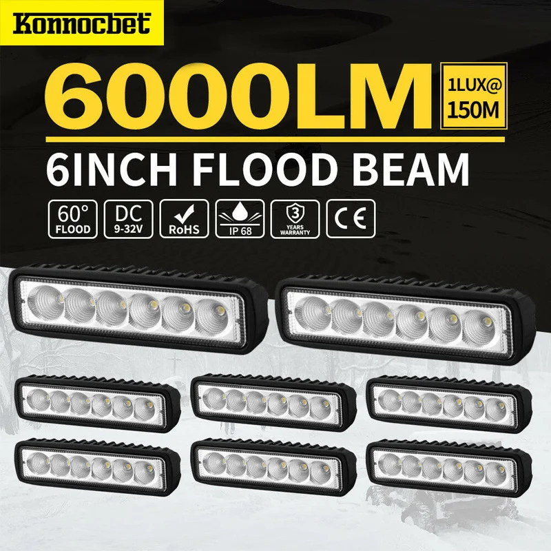 

8PCS 18W LED Light Bar Flood Spot Work light Bar Lamp Offroad Car Work Light for Ford SUV Uaz 4WD Driving Led Beams 12V Truck