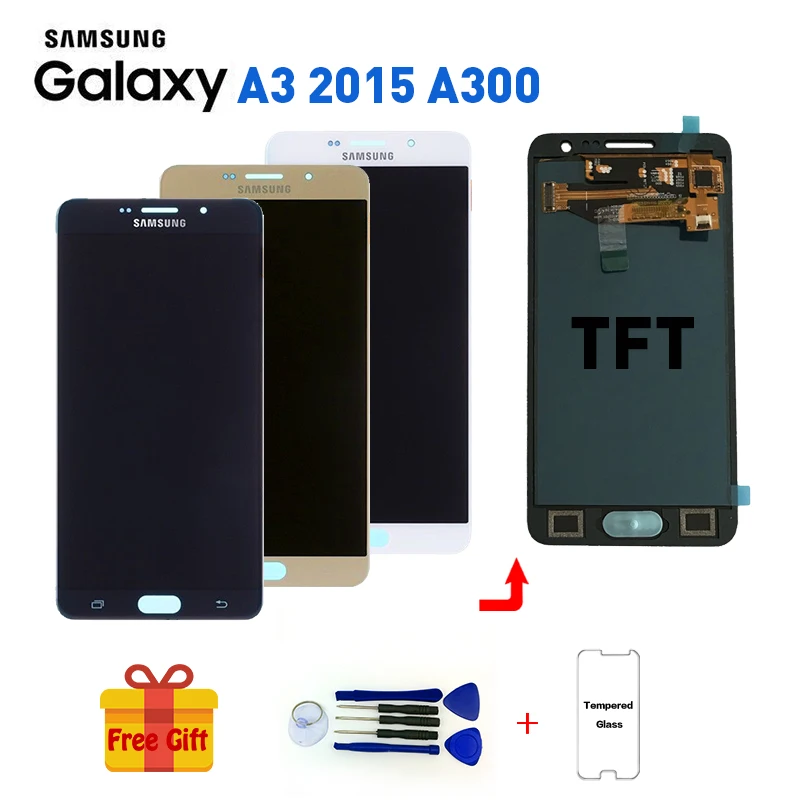 Протестированный TFT ЖК-дисплей для samsung Galaxy A3 A300 A3000 A300F A300M ЖК-дисплей+ сенсорный экран сборка яркость можно регулировать