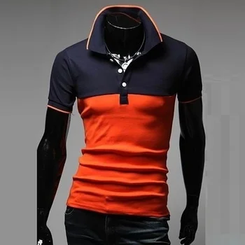 

Orange New 2114 Men Fashion Short Sleeve Polo Shirt