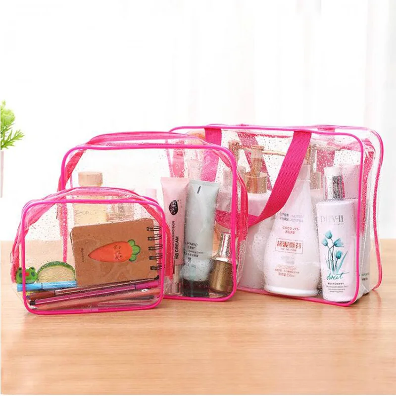 

3pcs/set Transparent PVC Bags Make Up Pouch Wash Bags Travel Organizer Clear Makeup Bag Cosmetic Bag Beauty Case Toiletry Bag