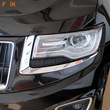 

Mirror Chrome Front Bumper Headlight Eyebrow Eyelid Cover Molding Trim Garnish for Jeep Grand Cherokee 2014 2015 2016