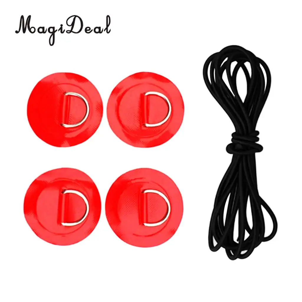 MagiDeal D Ring Pad Patch Boat Deck Bungee Rope Kit for Stand Up Paddle Board 4 Colors Choose