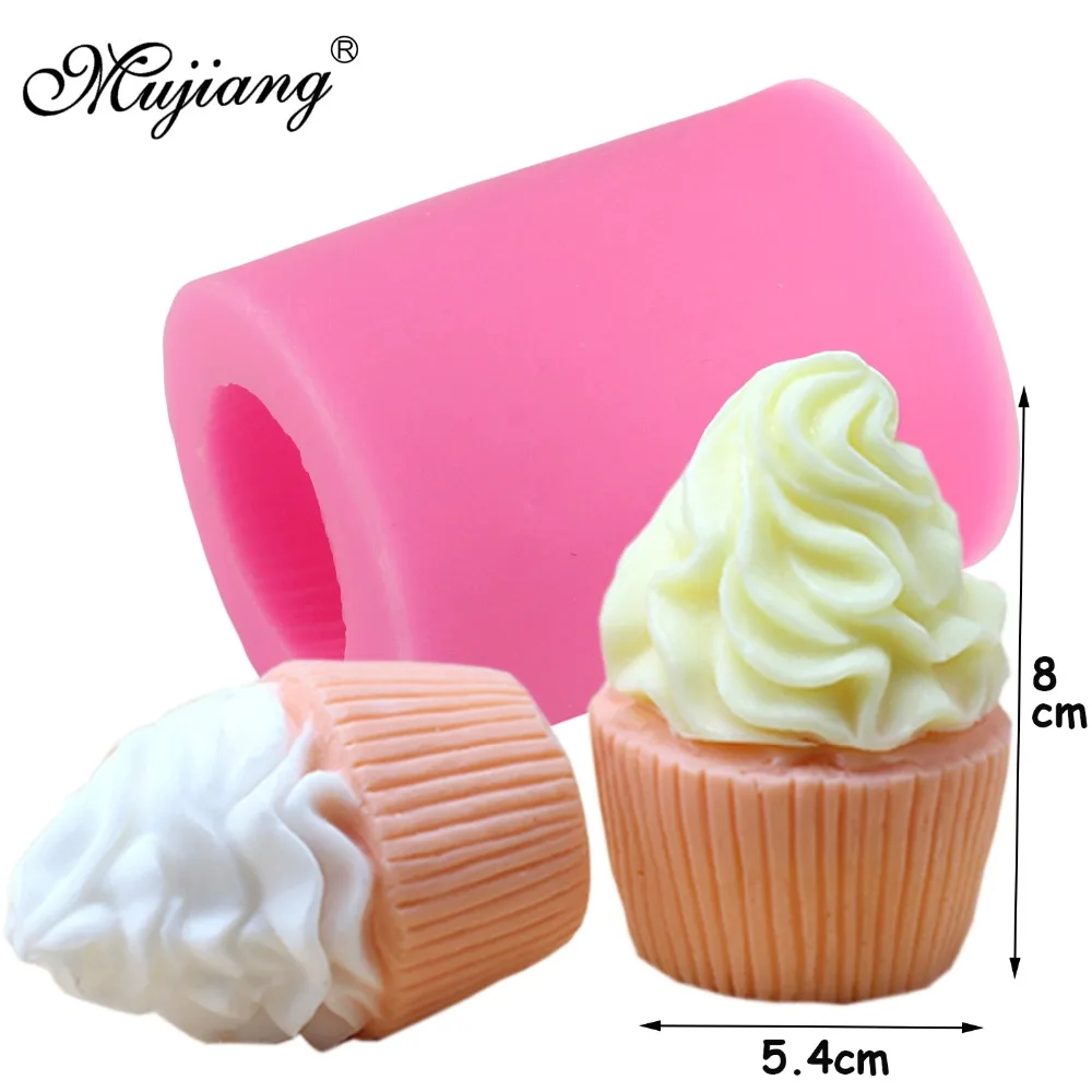 

Mujiang 3D Ice Cream Cupcake Candle Silicone Molds Soap Clay Mold Wedding Fondant Cake Decorating Tools Candy Chocolate Moulds
