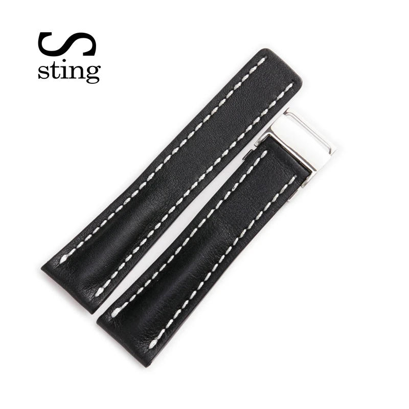 

22mm Fashion Sale Breitling Watchband With Butterfly Buckle Watch Strap Genuine Leather