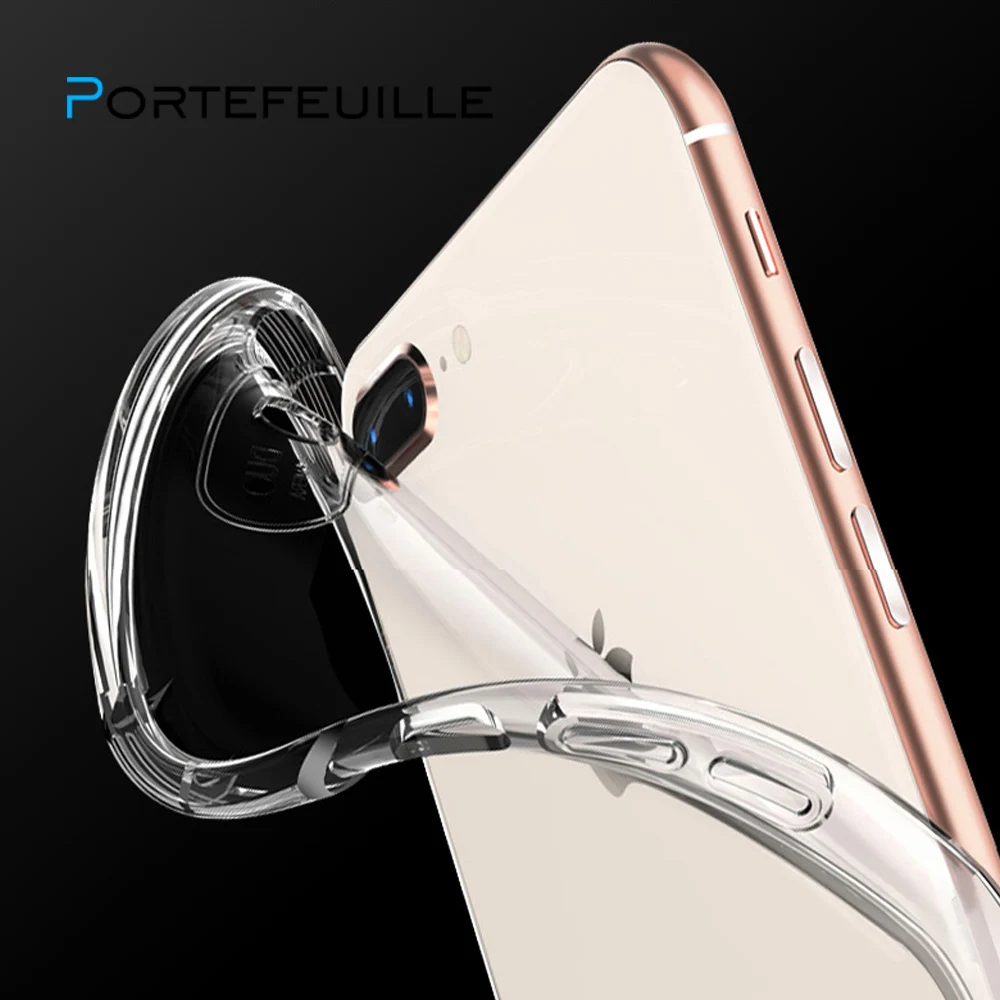 

PORTEFEUILLE For Iphone 6 6s 7 8 Plus Case Silicone Transparent Luxury For Iphone X XS MAX XR Case Transparent Crystal Hard Case