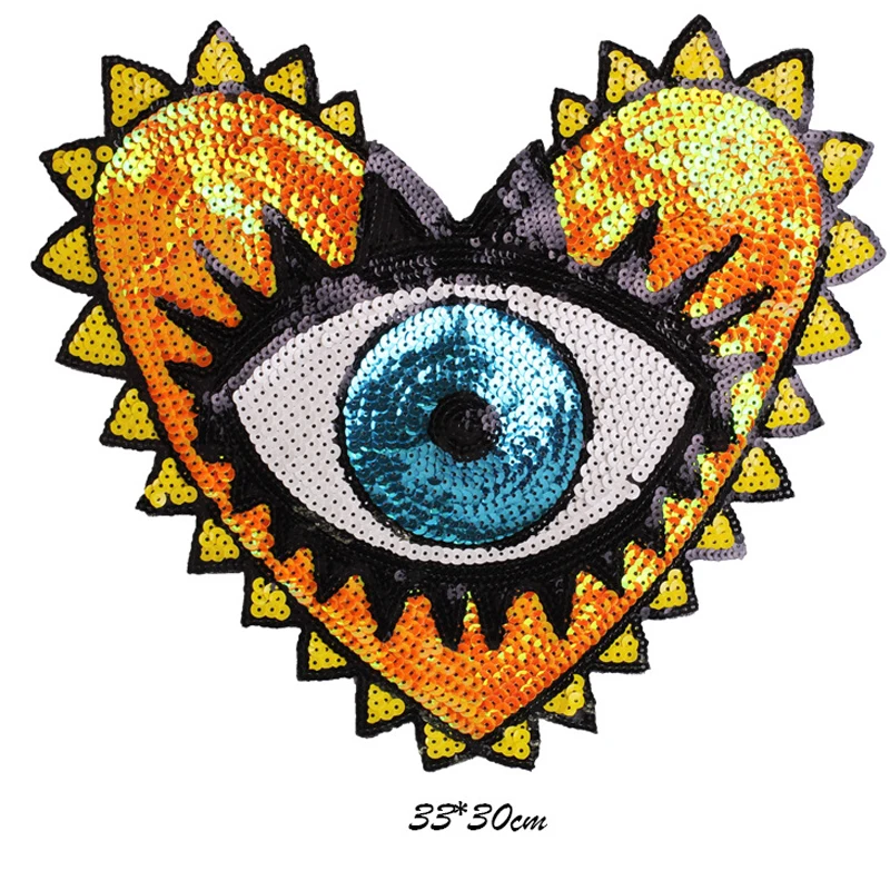 Sequins Patch for Clothes Coat Embroidery Patches Heart Eye Diy Clothing Stickers Sew on Embroidered Applique DIY Handmade|Заплатки| |