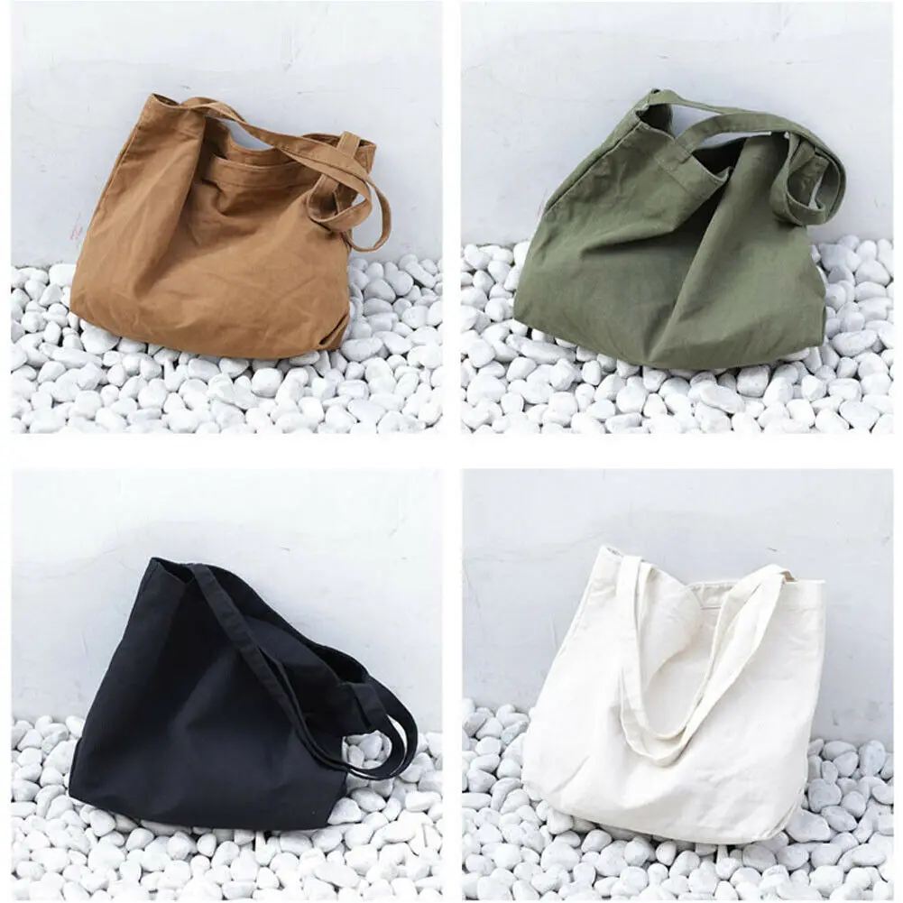 2019 New Women Casual Canvas Solid Shopper Handbag Lady Open Big Capacity Contracted Shoulder Bag Totes Purse