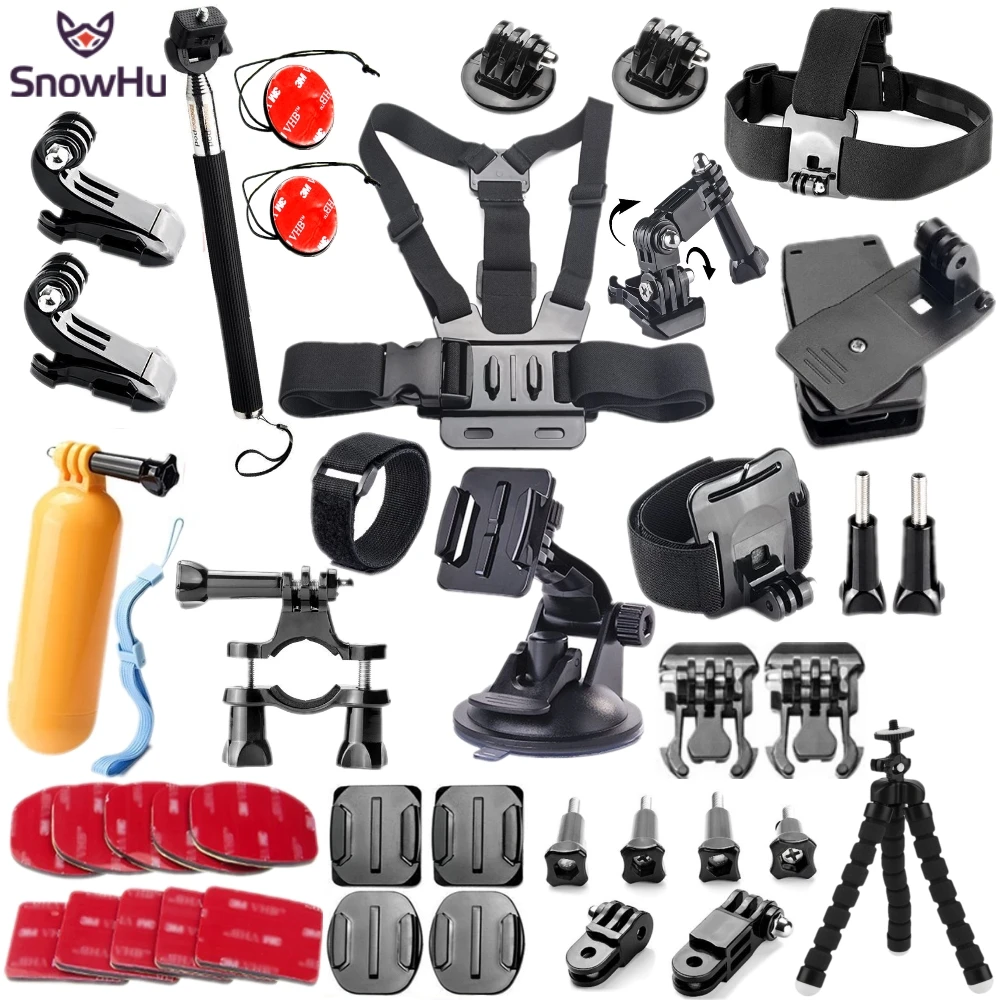 SnowHu For action camera accessories set mount tripod for gopro hero 5 4 3 for Go pro kit for xiaomi yi 4K camera for EKEN GS52 цена SnowHu For action camera accessories set mount tripod for gopro hero 5 4 3 for Go pro kit for xiaomi yi 4K camera for EKEN GS52 цены онлайн