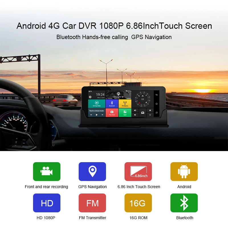 Автомобильный видеорегистратор KEELEAD 4G GPS 6 86 дюйма Android 5 1 ADAS Wi Fi