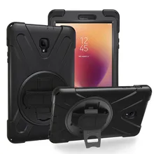 360 градусов Поворотная Ручка Стенд hardstrap Слои Гибридный Heavy Duty кожи для Samsung Galaxy Tab 2 8,0 SM-T380 T385+ Защитная пленка на экран+ подставка для ручек