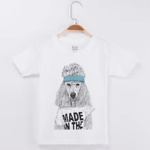 Limited Time Discount Kids T Shirt Boys Cotton O-Neck Short Sleeve White Basic Tees Shirts Poodle Dog Printed Girls Funny Shirts navy basic knit round neck t shirts