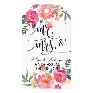 

2x3.5inch Mr.and Mrs. Floral Wedding Thank you Gift Tags