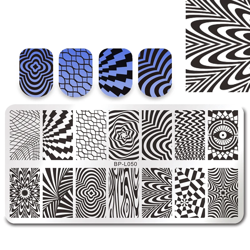 

BORN PRETTY 12*6cm Rectangle Nail Stamping Plate Wave Net Design Image Manicure Printing Template Nail Styling Tool BP-L050