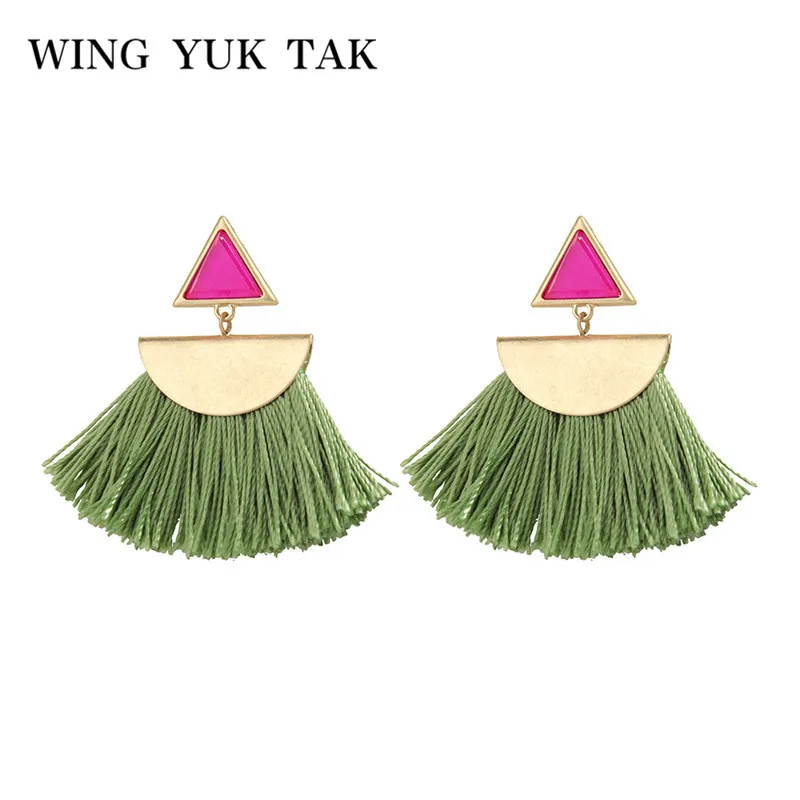

wing yuk tak Ethnic Multicolor Tassel Women Earrings Fashion Geometric Bohemia Vintage Drop Earrings Jewelry