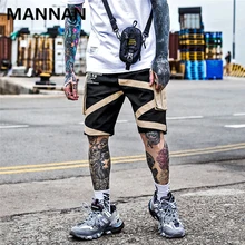 MANNAN Харадзюку камуфляж карго шорты карманные мужские хип хоп Короткие штаны для уличного бега модные спортивные шорты милитари