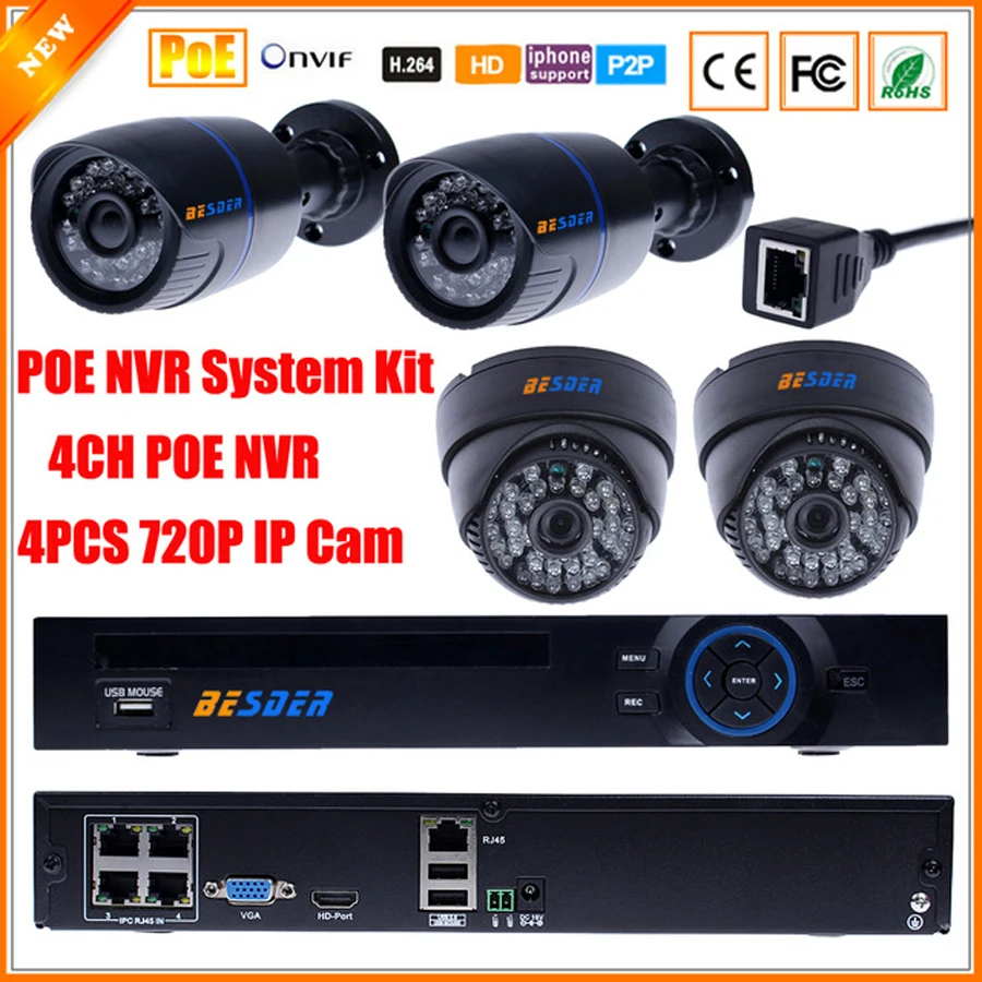 При обнаружении движения IP Камера Системы скрытого Видеонаблюдения PoE NVR