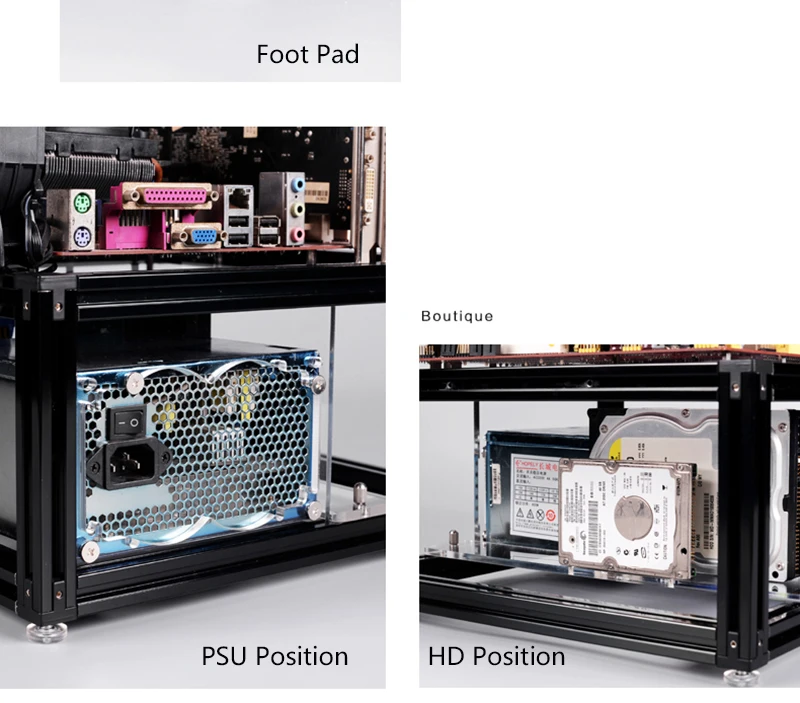 QDIY PC-JMK DIY алюминиевый сплав ATX материнская плата ПК Шасси в корпусе открытая голая рамка горизонтальная водяная охлаждающая платформа компьютерный чехол