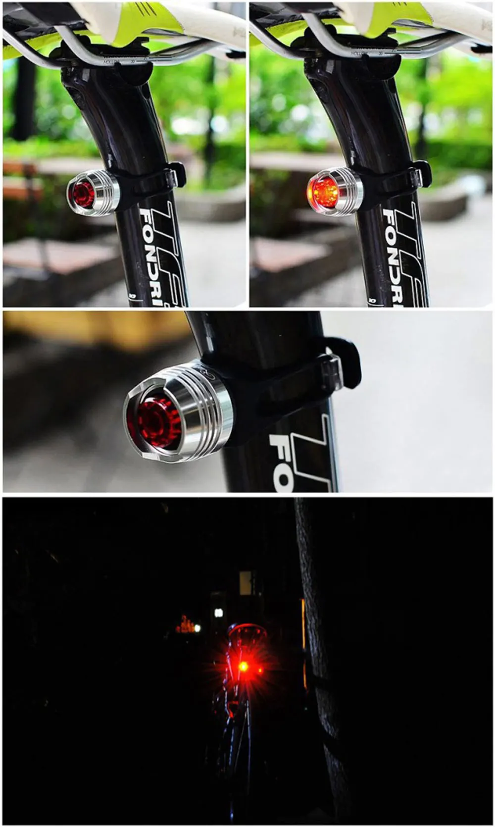 Clearance Bike LED Aluminum Flashlight Cycling Helmet Bike Front Lamp Back Tail Rear Light Bike Accessories Bicycle Light Bike Reflector 2