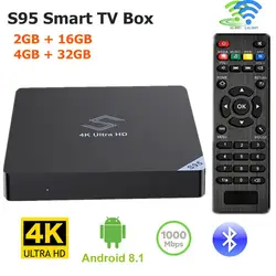 S95 Android 8,1 WiFi BT4.0 ТВ Box Amlogic S905X2 4 Гб LPDDR4 32 Гб Поддержка 4 K H.265 Декодер каналов кабельного телевидения 2,4 ГГц + 5,8 ГГц Media Player