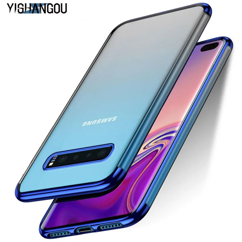 

YISHANGOU Plating Clear Silicon Case For Samsung Galaxy S10 Lite S8 S9 Plus S6 S7 Edge Note 8 9 A7 A8 A9 2018 J3 J5 J7 Pro 2017