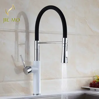 

Solid Brass white/Chrome Finish Kitchen Faucet Pull Out Kitchen Mixer Tap 2 Way Function Water Come Out Deck Mounted 9112A/B