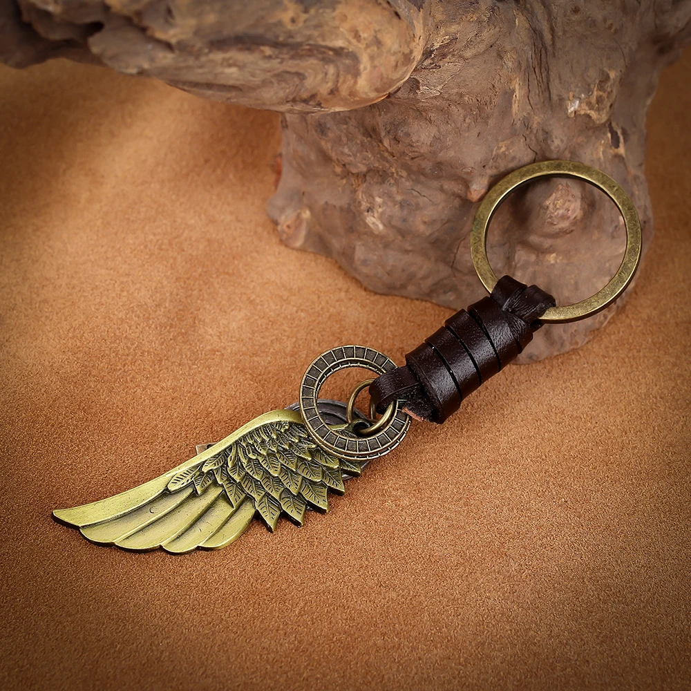 

10Pcs/Lot Fashion Jewelry Copper Vintage Keychains Handmade Leather Key Rings Accessories for Surprise Gift Drop Shipping
